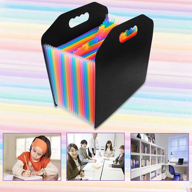 24 Pockets Hot Pressing Forming Document Organizer With Cloth Edge Wrap And File Guides/Big Capacity Accordion Letter Size With Expanding Wallet For Business /Office/Study/Home - View #3