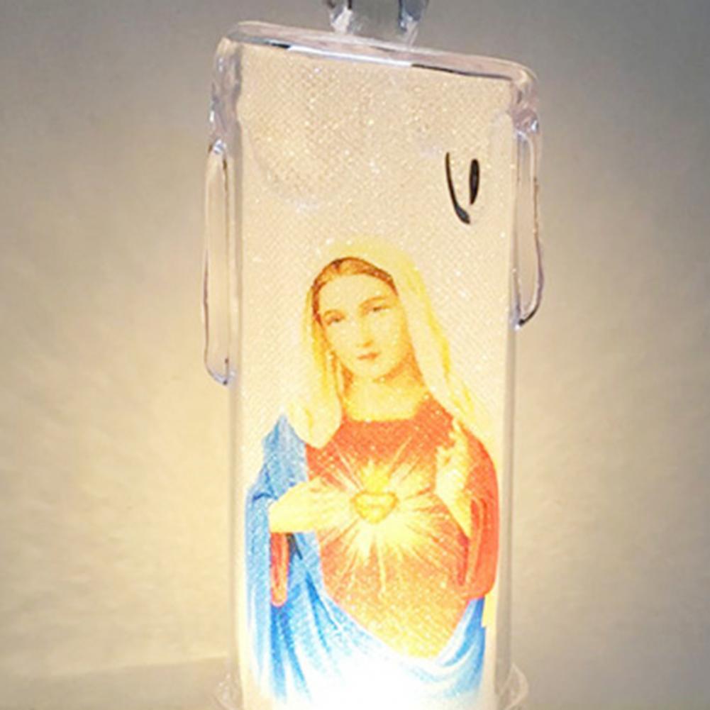Romantische Kaars Lamp Elektronische Acryl Jezus Maagd Votive Led Licht Huishoudelijke Benodigdheden