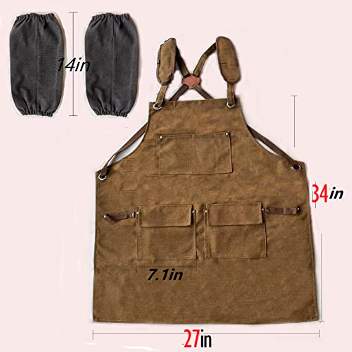 Delantal de lona impermeable grueso para limpieza de carpintería, conjunto de mandil de manga para carpintero, electricista, jardinería, industria pesada