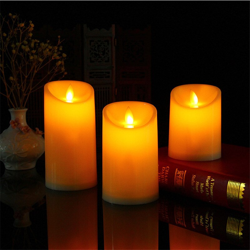 AAA Batterie Enthalten, flammenlose LED-kerzen Satz, zylindrische Batterie Betrieben Tanzenden Flamme Kerzen, Gelb Hochzeit Kerzen