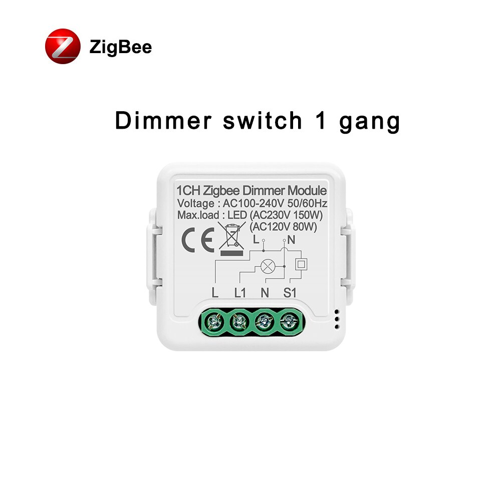 Avatto tuya smart zigbee dimmer switch modul ,1/2 gäng dimbar ljus switch app fjärrkontroll arbeta med alexa google home: 1 gäng