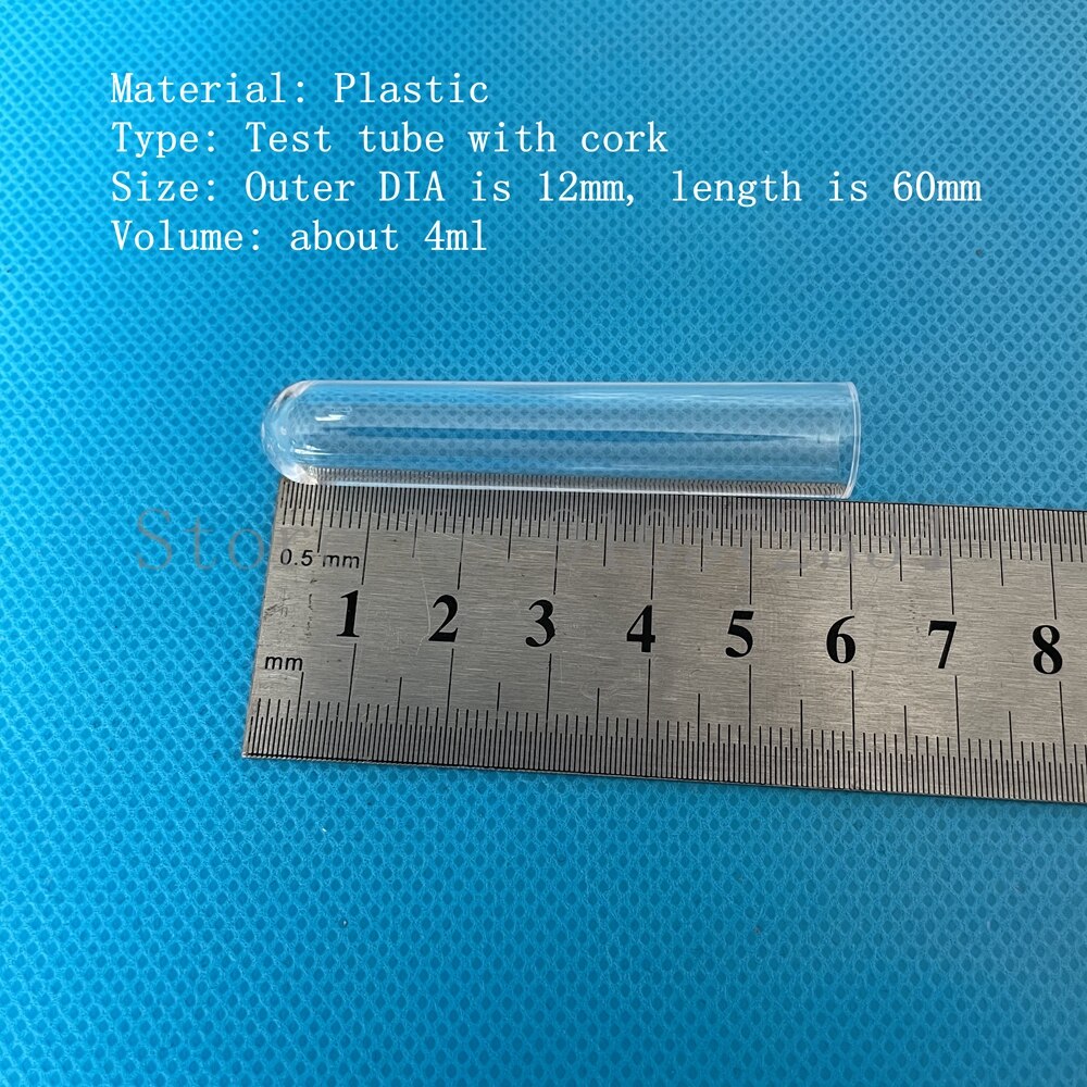 Tubes à essai en plastique Transparent avec bouchons, bouteille de bonbons de fête à fond rond, flacon de mariage, 100 pièces, 12x60mm
