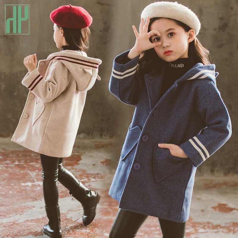 HH abrigos de para niños y niñas, abrigos de invierno para niñas, chaquetas largas de lana, gabardina para adolescentes, ropa cálida, trajes para niños