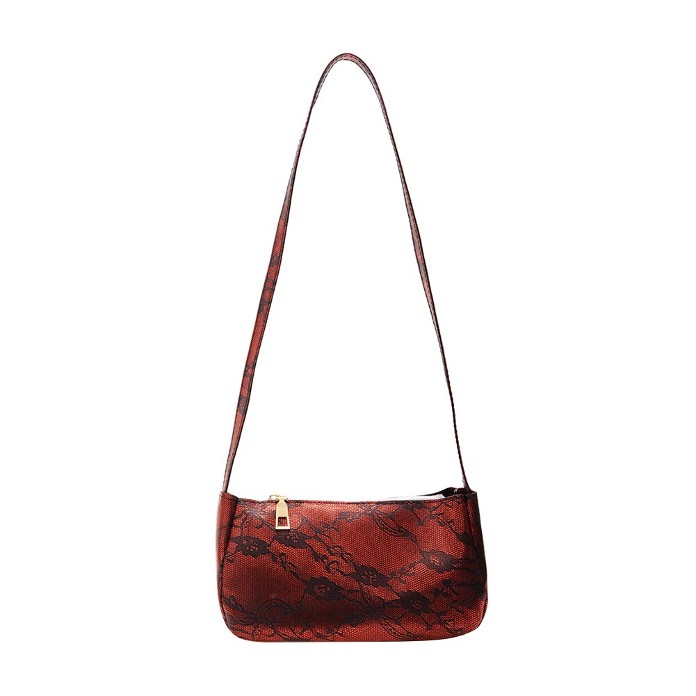 Sac à main Vintage à motif de dentelle pour jeunes femmes, sac à bandoulière Portable pour soirée, Mini bourse de rue en cuir PU: Rouge