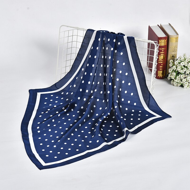 Foulard foulard multifonctionnel imprimé à pois pour femme, foulard hijab, foulard portefeuille, bandana, imitation soie carrée
