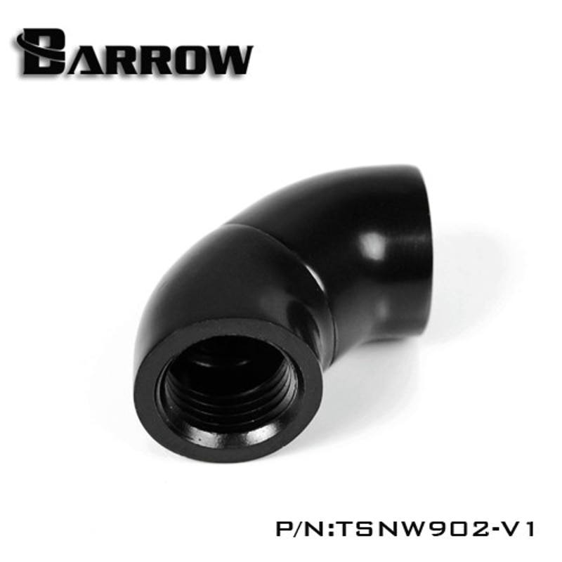 Barrow TSNW902-V1 G1/4 "Zwart Zilver 90 Graden Dubbele Vrouwelijke 360 Graden Draaibare Waterkoeling Connector Messing