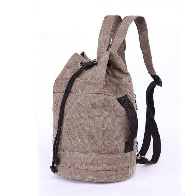 Brand Men's Casual Backpack Korean Canvas Shoulder Bag Trend Couples Basketball Bag Drawstring School Daypack: small army grey