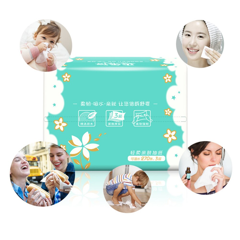 12 Bags 3 Layers Facial Tissue Paper Soft Primary Wood Pulp Pumping Paper Toilet Paper Napkin Paper