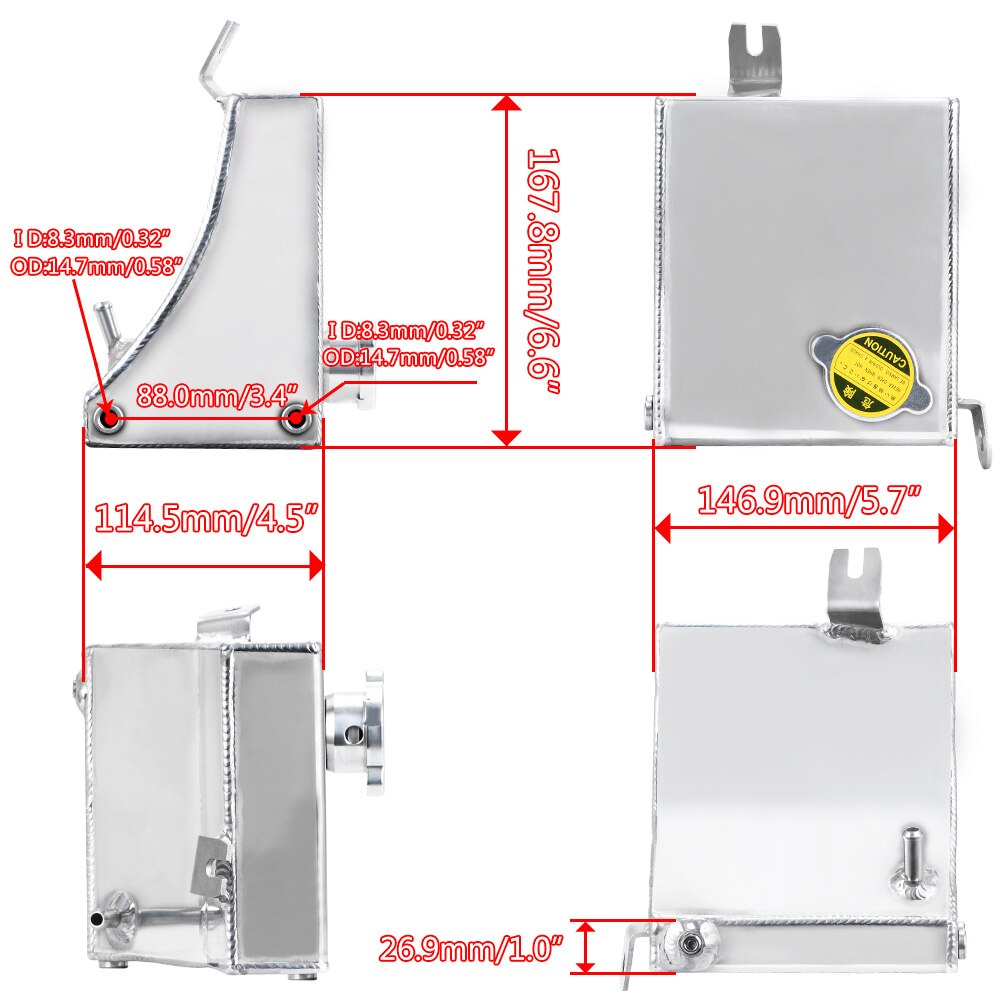 Racing Aluminum Coolant Overflow Tank Reservoir Can With Cap For 89-94 Nissan 240SX S13