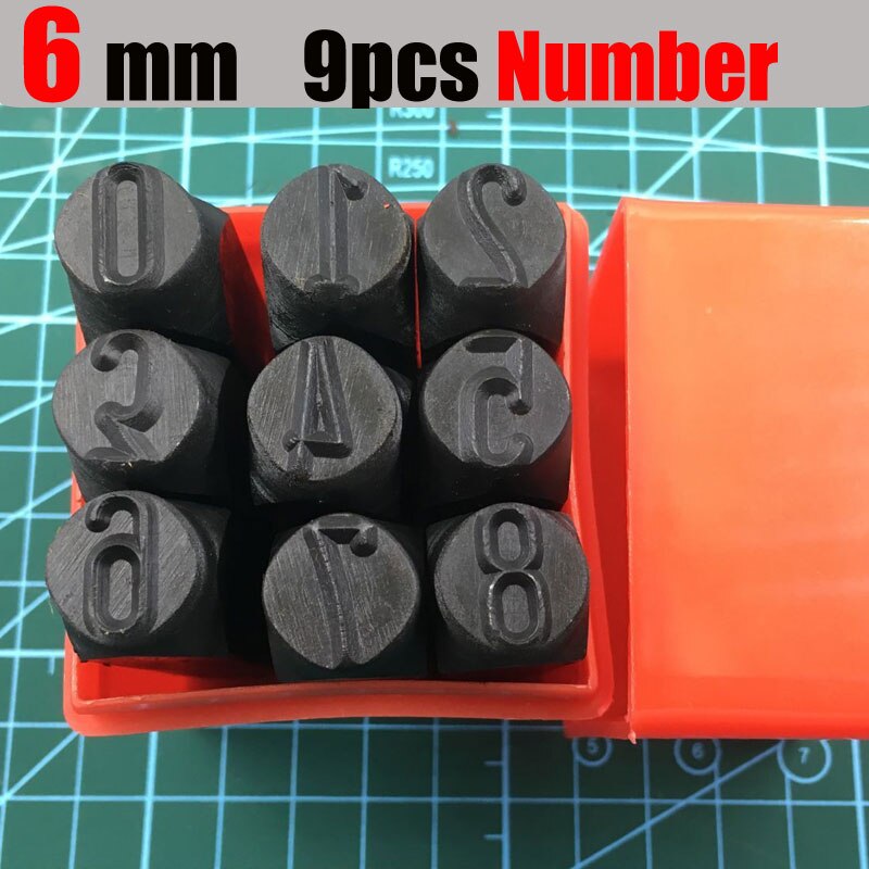 Matrice en acier En Métal Estampage kit Outil de Poinçon Numéro Lettre Alphabet Timbres Outils BIJOUX À BRICOLER SOI-MÊME En Métal Argenté Or En Cuir LOGO TIMBRE: 6mm Number