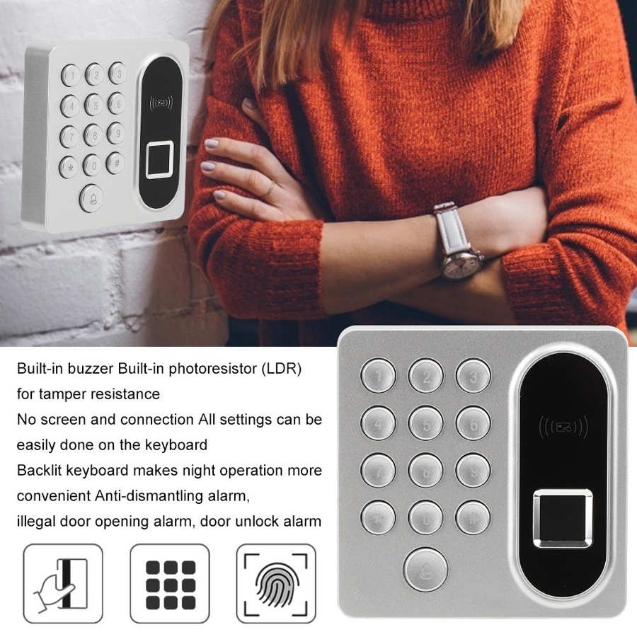 Access Control Fingerprint Password ID Card Backlit Keypad Attendance Machine 125KHZ RFID