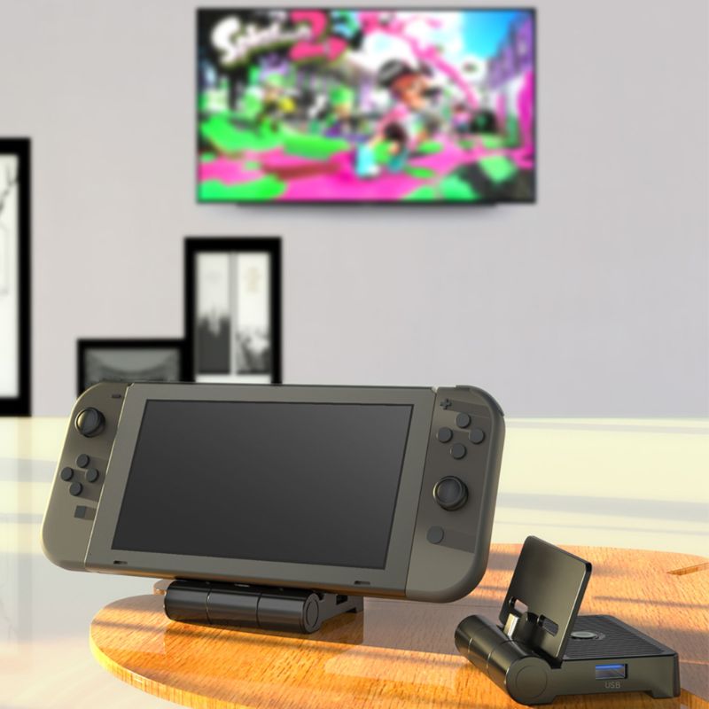 DOBE TNS-19305 HD Video Converter For Nintendo Switch Charging Dock Foldable TV Conversion With USB Port Charger