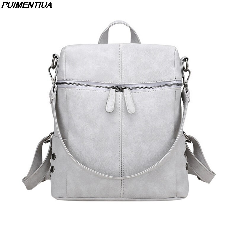 Puimentiua Oxford Women Backpack Floral Embroidery School Bags Waterproof Female Backpacks Teenage Girls: gray C