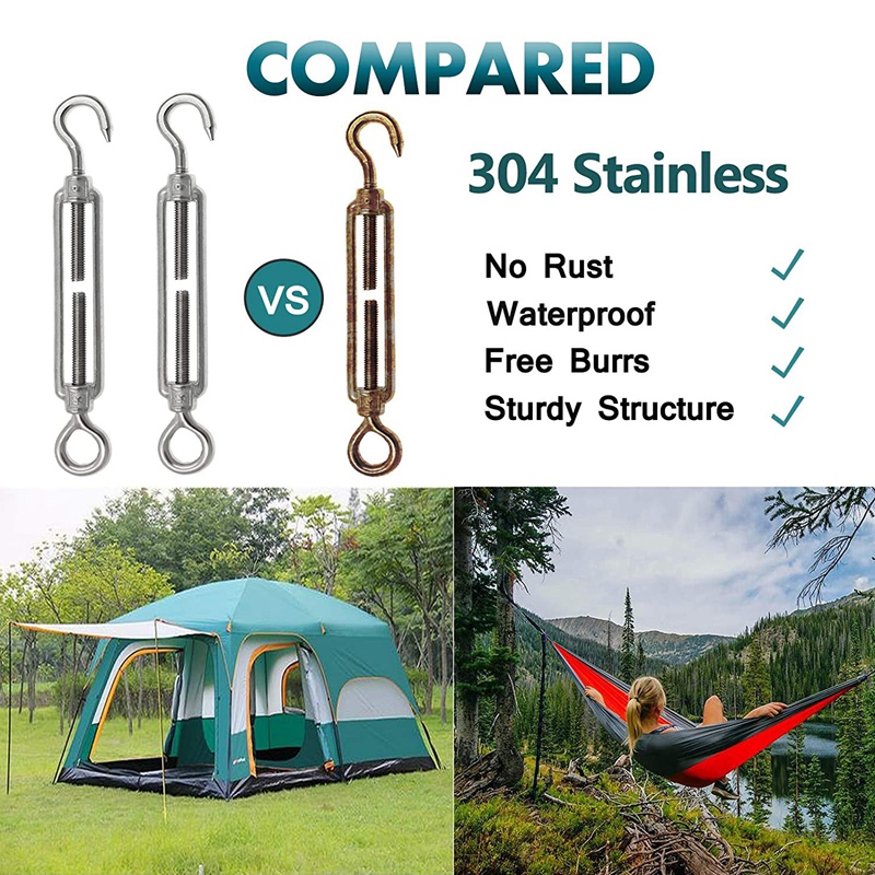10 Pcs M6 304 Rvs Spanschroef Schroef Haak Verstelbare Draad Touw Spanning Draw-In Bolt (Haak &amp; eye)