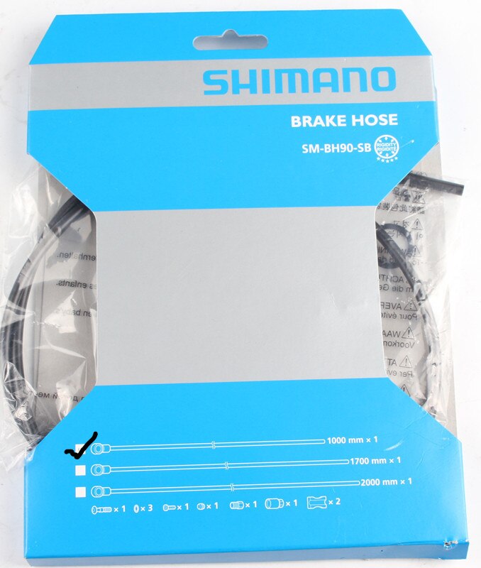 Shimano sm -bh90- sb sm -bh90- ss bremseslange  m395 m596 m615 m8000 m9000 xt xtr skivebremseslangesæt 1000mm 1700mm bh90- ss bh -90- sb: Sb sort 1000mm