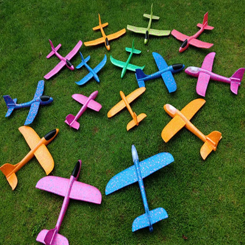 48cm fly hånd kaste flyvende svævefly skum fly ledet lys op lysende legetøj til børn diy flyvemaskine model drenge