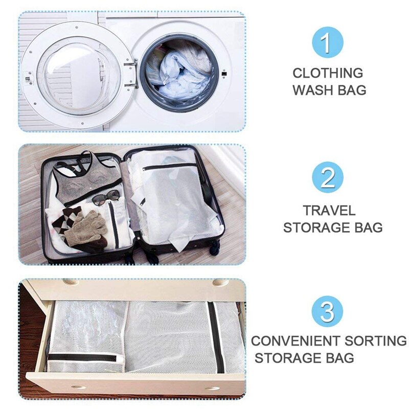 Laundry nets, 8 pcs. Laundry bag Premium laundry bag Set with zipper Cooking proof Washing bag for laundry Washing machine Laund