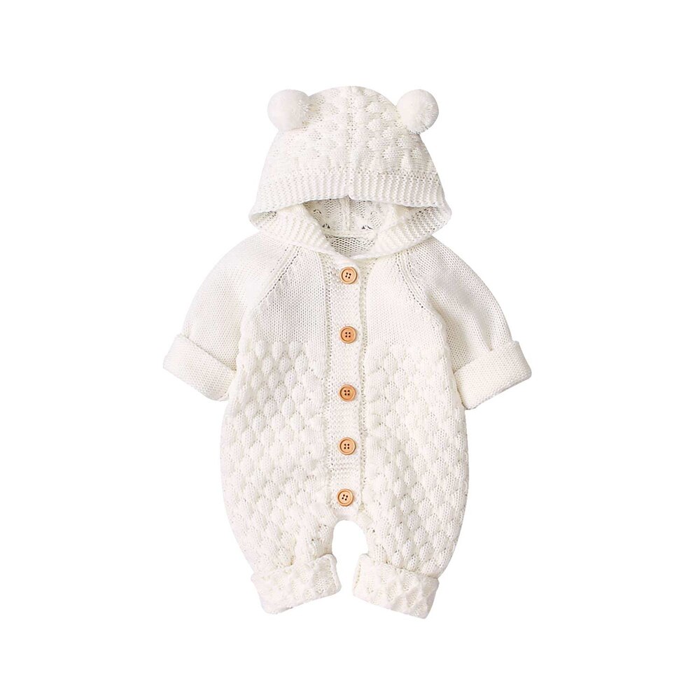 Geboren Baby Kleding Cartoon Beer Gebreide Jongens Rompertjes Lente Herfst Winter Baby Meisje Romper Lange Mouw Toldder Jumpsuit 18M: White Baby Rompers / 18m
