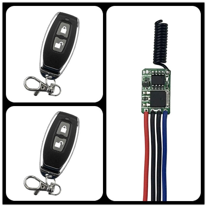 Anntem dc3.5V7v 9 v 12 v RF télécommande sans fil 433 mhz Lithium batterie prise de courant on/off Mini petit commutateur Module contrôleur: 2 drag 1