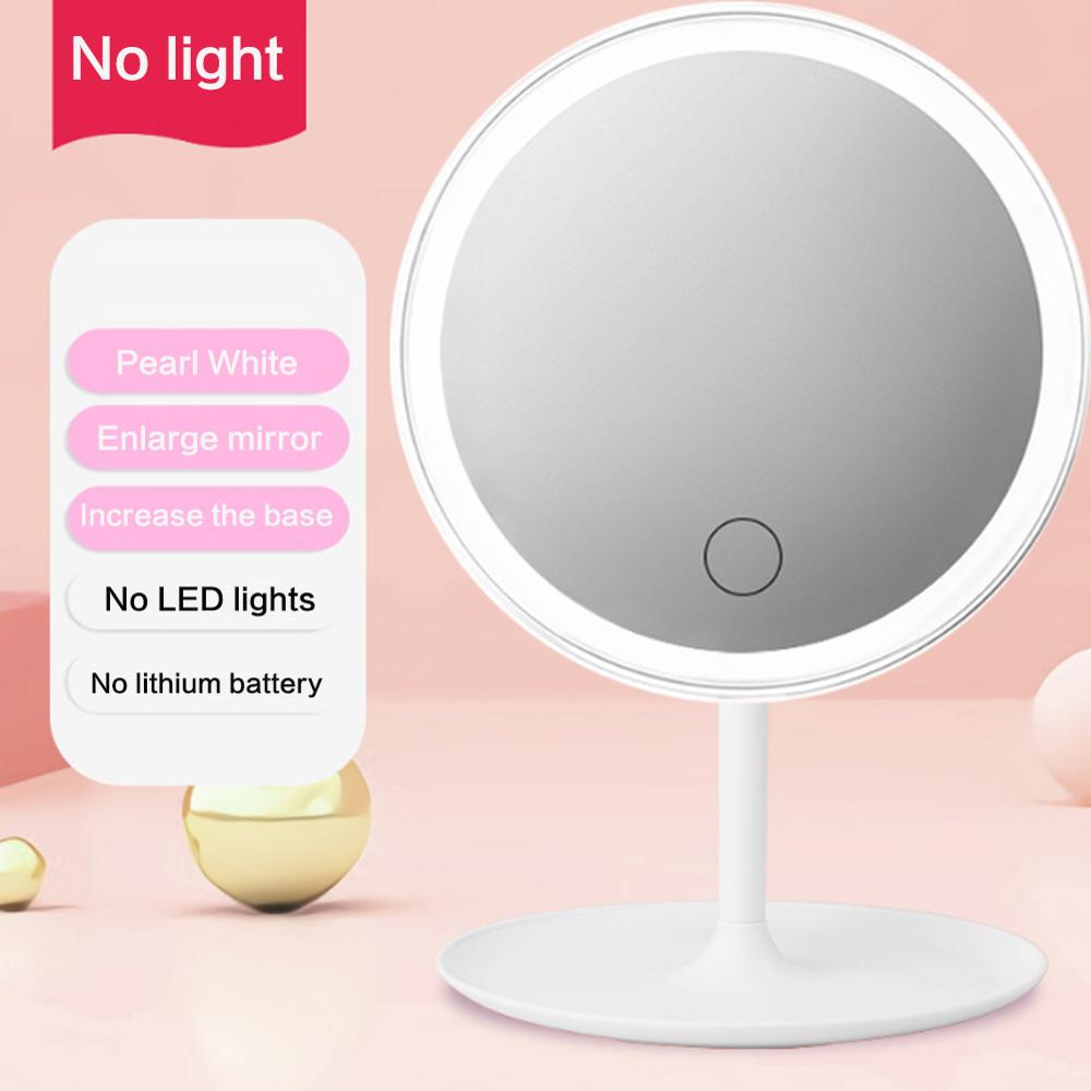 Girls Table Mirror USB Charge LED Makeup Mirrors with Ring Light HD Vanity Mirrors Smart Touch Control Illuminated Stand Up Desk: no light white