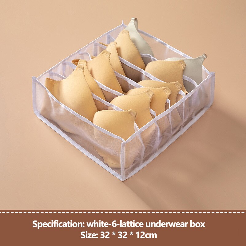 Ondergoed Beha Sokken Panty Ties Net Organizer Opbergdoos Lade Garderobe Kast Manden Organisatoren Divider Dozen Thuis Slaapzaal: white-6 Grids