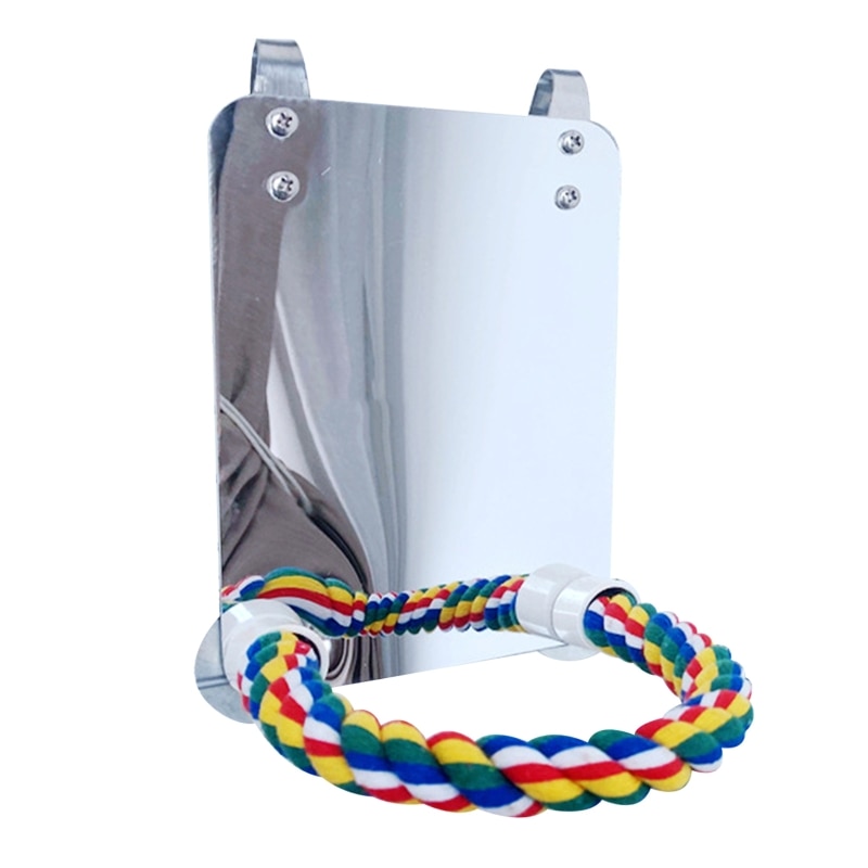 Acryl Vogel Spiegel Met Touw Zitstokken Vogel Speelgoed Schommel Comfy Baars Voor Parkiet