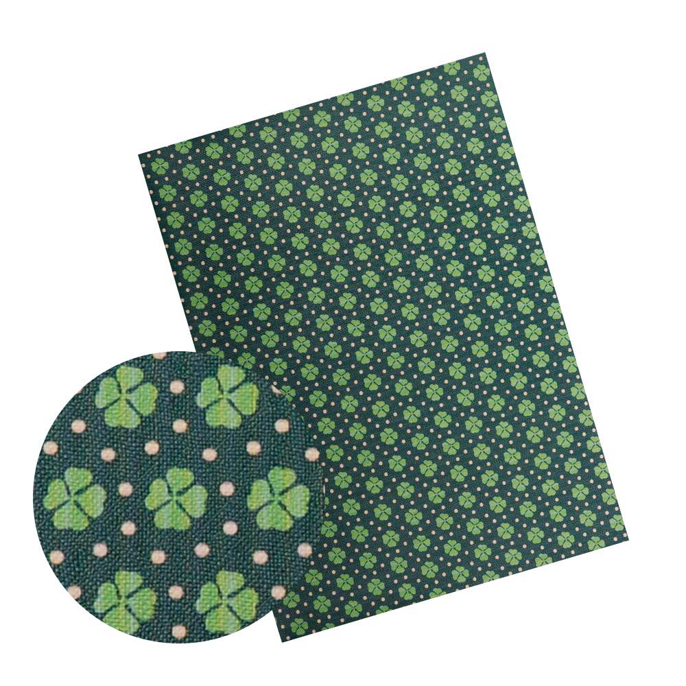 IBOWS 22*30cm Synthetisch Leer Stof St. Patrick Dag Faux Vinyl Leather Bedrukte Stof DIY Hairbow Ambachten Naaien materiaal: 02