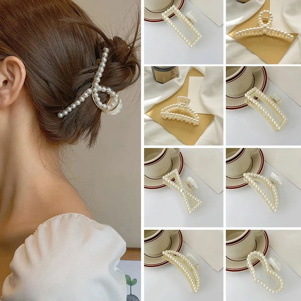 Horquilla con cuentas de perlas para mujer, pasadores geométricos bonitos para el pelo, pinzas para el pelo de cola de caballo, accesorios para el cabello, 2 uds.