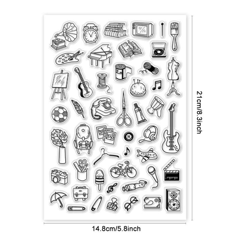 Sellos transparentes de borde botánico, formas mixtas para hacer tarjetas, rosas, setas, esquina de encaje, sellos transparentes de 5,83x8,27 pulgadas, 1 ud.: Rojo