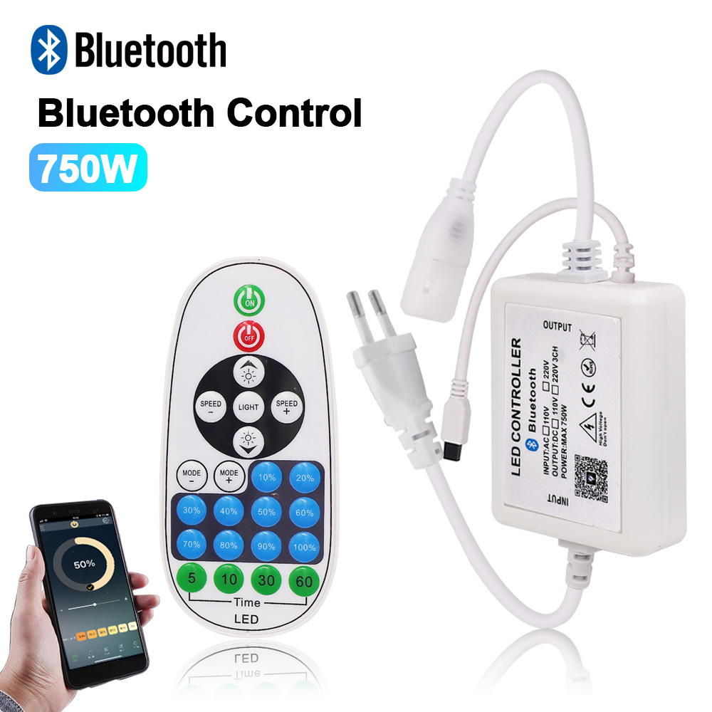 LED Dimmer Regler IR Fernbedienung/Tuya WIFI/Bluetooth/RF berühren Tafel Für 8MM PCB 110V 220V 288Leds/m 360LEDs/m Keine Drähte Kolben Streifen: Blau / 120v