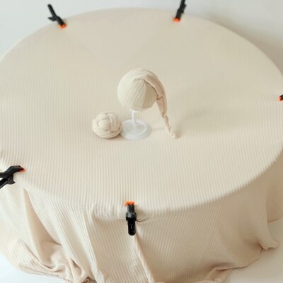 Deken voor baby, newborn fotografie rekwisieten, baby wikkeldoek, baby beddengoed, wieglakens, achtergrond voor foto's, baby hoofdband, elastische wafel: Beige