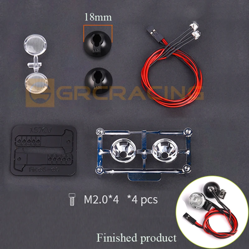 2pcs Led Spotlight Headlamp Dome Light 18/20mm for 1/10 1/8 RC Crawler Car Traxxas TRX4 G500 TRX6 G63 AXIAL SCX10 RC4WD D90 TF2: Red