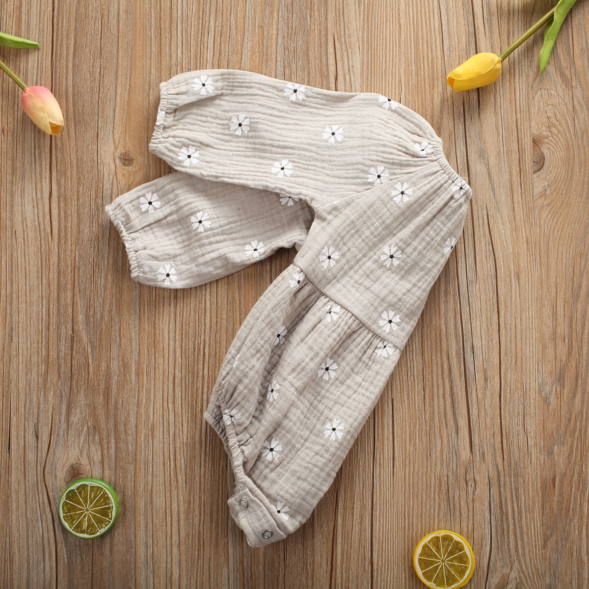 0-24m blomster spædbarn nyfødt baby pige romper langærmet jumpsuit playsuit flæser blomster efterår baby pige tøj