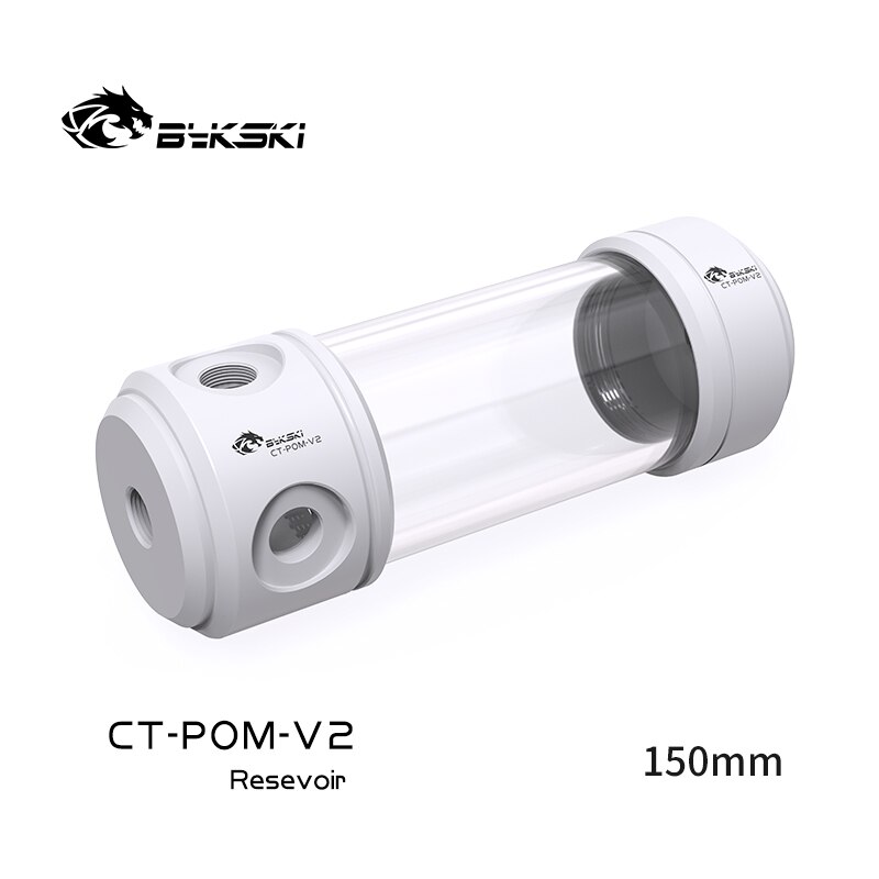 BYKSKI Reservoir, Acrylic Cylindrical Water-Coolant Tank for PC water cooling system 150mm, 200mm, 260mm,: 150mm WHITE