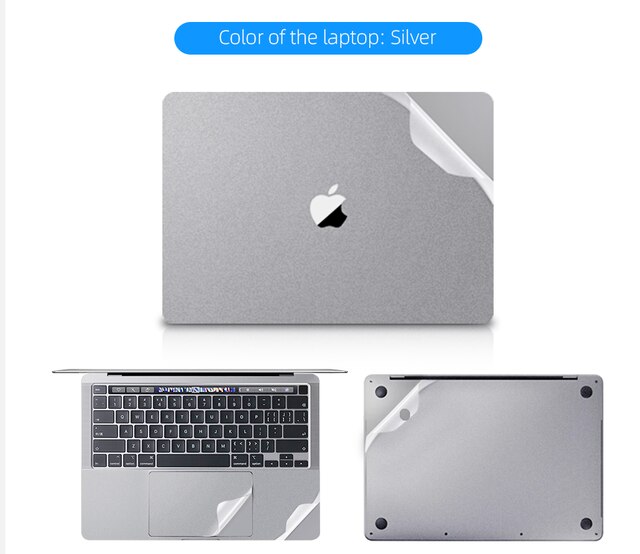 Autocollant complet pour MacBook Air 13 M1, A2337, A2179, A1932, housse de protection, repose-paume, pour le haut, le bas, le pavé tactile, nouveauté: Air13 M1 A2337 2020 / 4 in 1 Silver