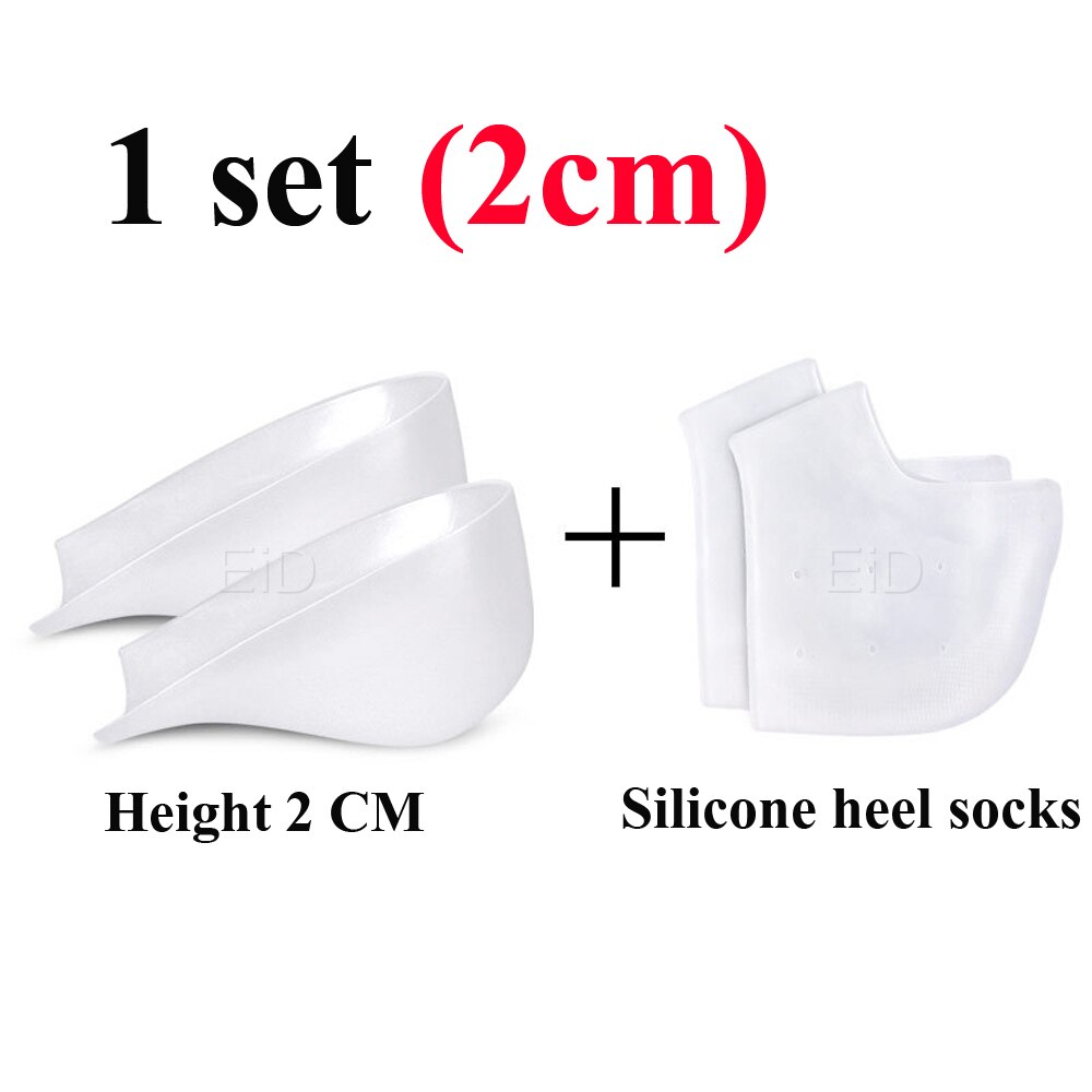 EiD unsichtbar Höer ErhöHenne Silikon Socken Gel Ferse Pads Orthopädische Bogen Unterstützung Hacke Kissen Sohlen Einlegesohle Fuß Massage unisex: Höhe 2cm