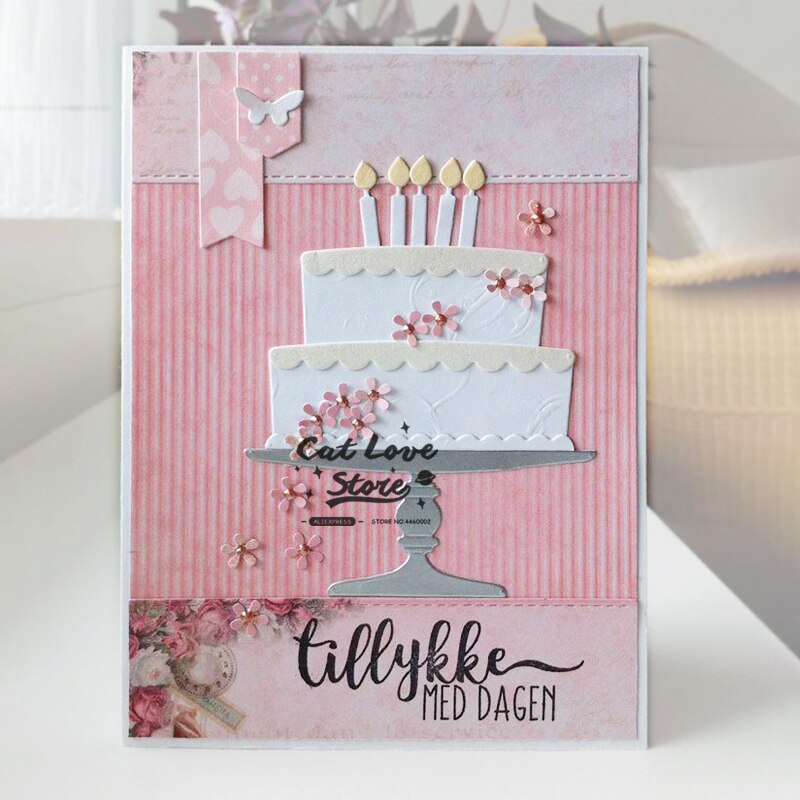 Födelsedag bröllopstårta metallskärning stansar stenciler för gör-det-själv scrapbooking papperskort dekorativt hantverk prägling stansar