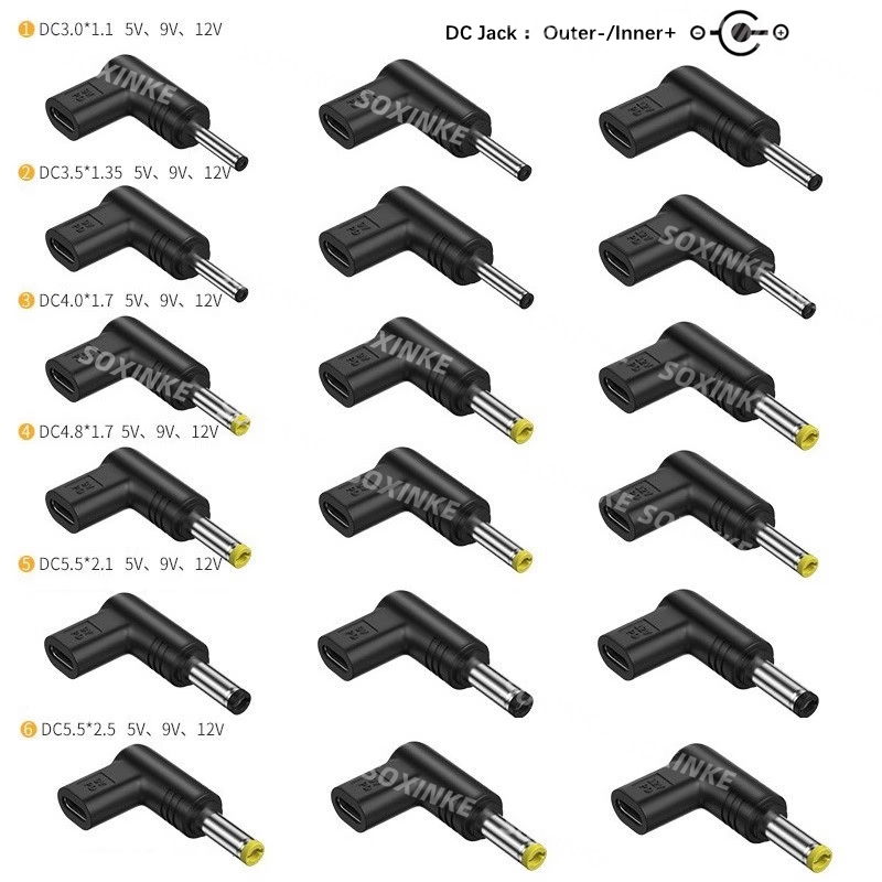 USB C PD to DC Power Connector Universal 5V 9V 12V Type C to DC Jack Plug Charging Adapter Converter for Router Tablet Mini Fan