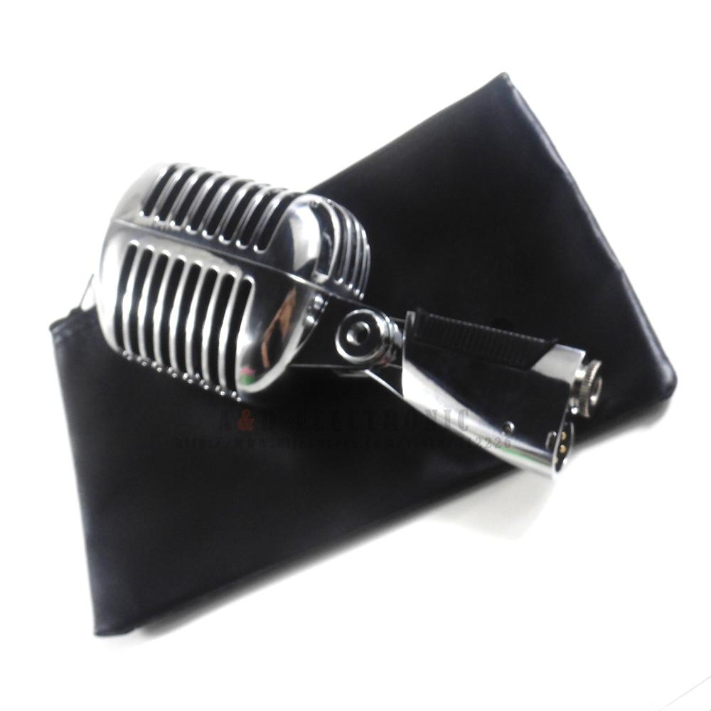 Silver Metal 55SH II Cardioid Dynamic Microphone Vocal Classical Vintage Style Karaoke Microphone for Shure 55SH Series Mi