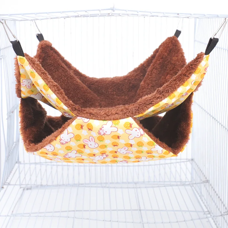 Hamaca de felpa de doble capa para mascotas, cama colgante cálida para hámster, hurón, cama colgante para gatos, roedores, hamaca, suministros para mascotas: Verde militar
