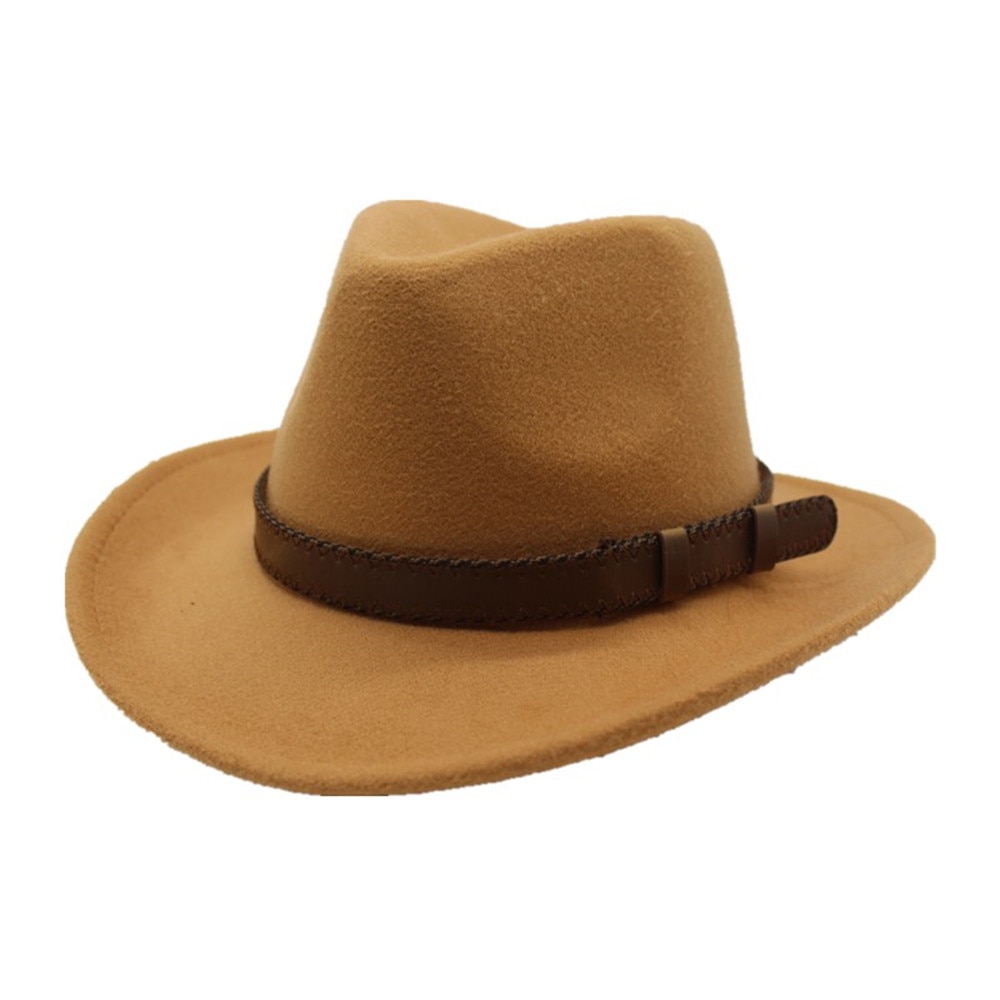 Autentiske mænd kvinder cowboy hat med bred hat uld trilby hat voksen hat størrelse 56-58cm – Grandado