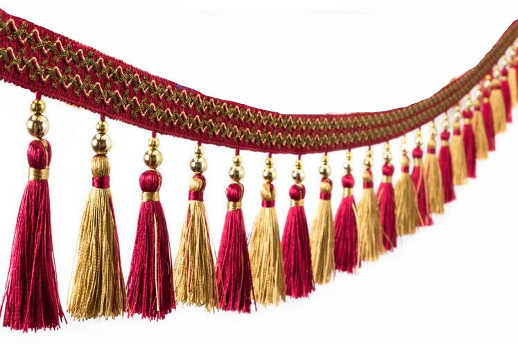 Cinta de ajuste de flecos para cortina, accesorio de decoración de encaje con cuentas para costura, 1 M, 6CM de ancho: F
