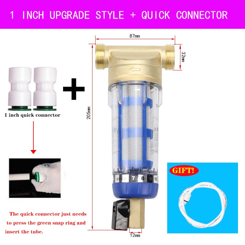 Water Filters Front Purifier Copper Lead Pre-filter Backwash Remove Rust Contaminant Sediment Pipe Stainless Steel Central: 1 inch SJTS KJ