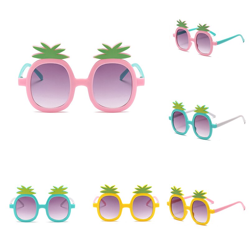 Lunettes de soleil rondes pour enfants, mignonnes, pour bébés garçons et filles, à la , Vintage, dessin animé, ananas, Protection UV, classiques