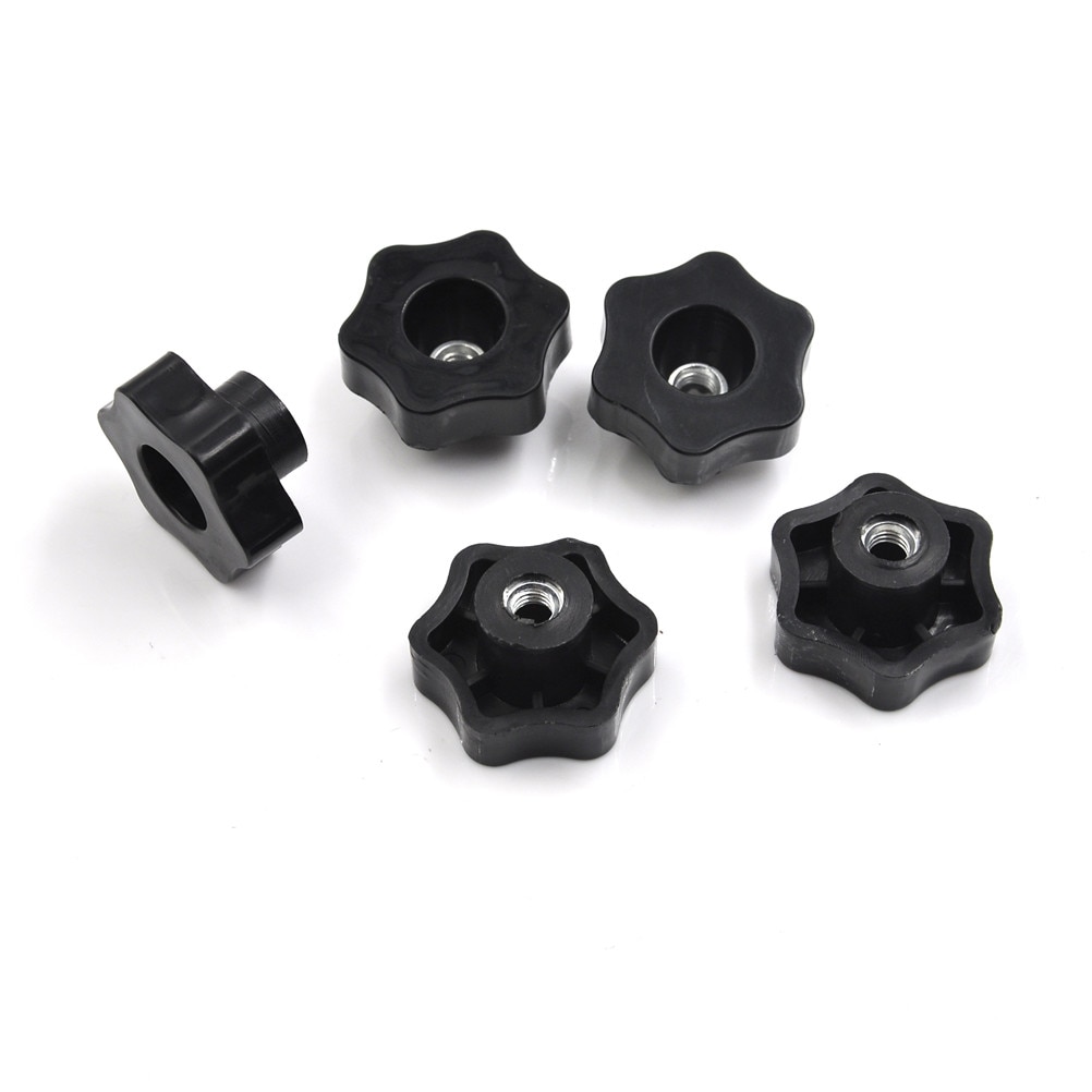 4 PCS M6 Female Thread Star Shaped Head Clamping Nuts Knob with through-hole for industry equipment