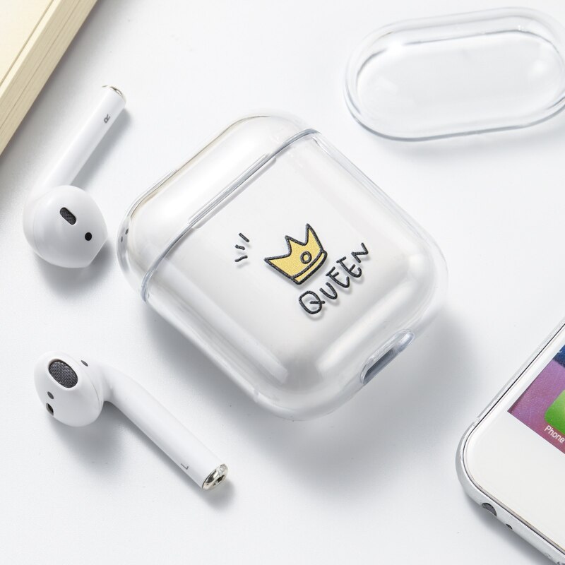 Case For Airpods Case Cute Luxury Lovely Heart Painted Transparent Hard Case On Airpod Protective Cover for Air Pods 1 2 Case: 001