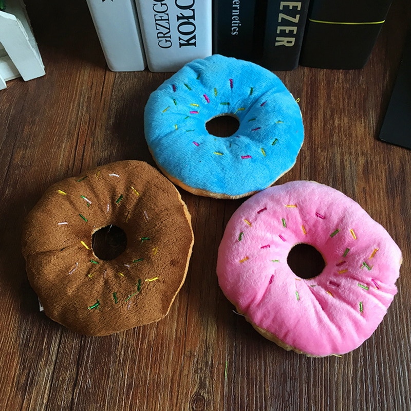 Kæledyrslegetøj til hunde tyggelegetøj knirkelyd donuts plyslegetøj sjov hvalp lille medium interaktivt legetøj