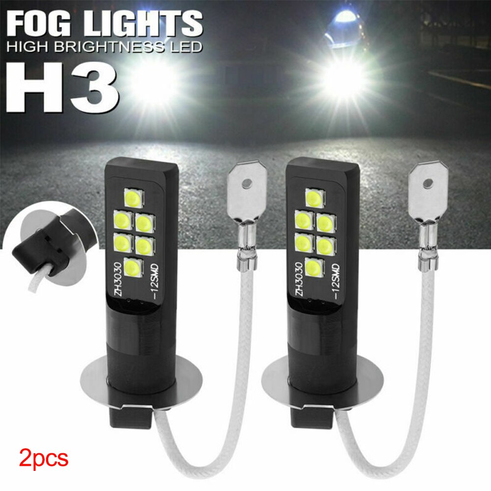 2Pcs Led Mistlamp Lamp Verlichting H3 Universele Hoge Heldere 12V Led Lamp Auto Verlichting Auto Accessoires: Default Title