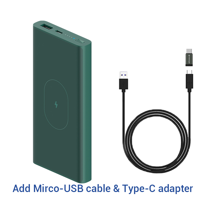 Xiaomi – batterie externe sans fil ZMI WPB01, 10000mAh, 10W Max, charge sans fil, 22.5W, USB C, sortie USB A Max: Add 2 in 1 cable