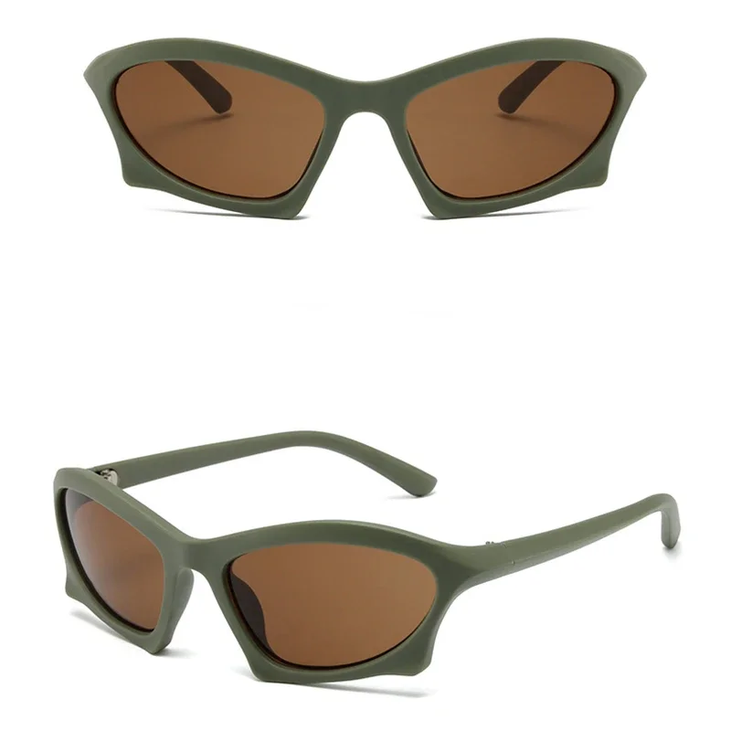 Populaire Vrouwen Mannen Punk Zonnebril Unieke Sport Zonnebril Unisex UV400 Goggle Shades Spiegel Kleurrijke Y2k Brillen Gafas De Sol: Coffee